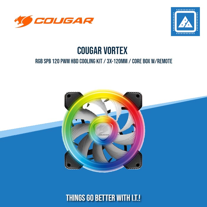 COUGAR VORTEX RGB SPB 120 PWM HBD COOLING KIT / 3X-120MM / CORE BOX W/REMOTE COUGAR VORTEX RGB SPB 120 PWM HBD COOLING KIT / 3X-120MM / CORE BOX W/REMOTE